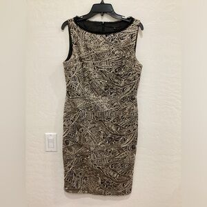 BLACK AND GOLD METALLIC THREAD AND SEQUINS COCKTAIL DRESS
